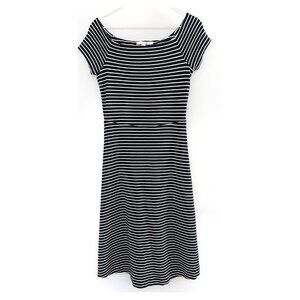 Boden Jersey Dress Womens 4L Nautical Dark Navy White Stripe Yachtcore